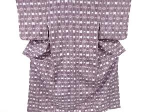 縞に絣柄織り出し手織り紬着物